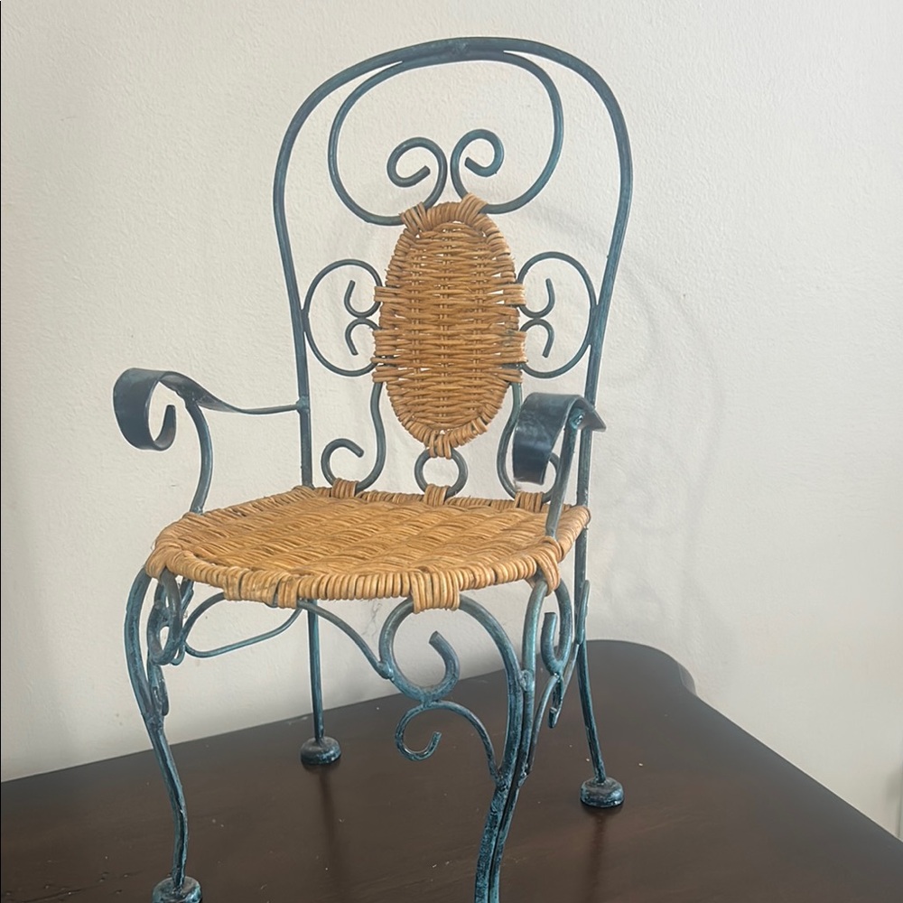 Wicker and Metal Decorative Chair Doll Chair